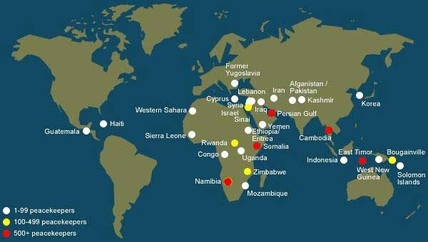 Map of Peacekeeping Missions